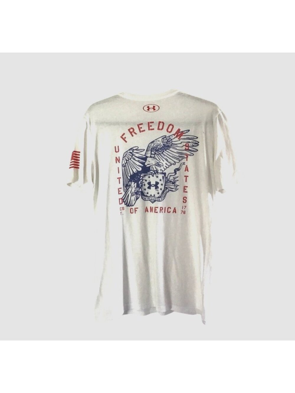 Under Armour Freedom HeatGear White T-Shirt With American Flag & Eagle Design Si